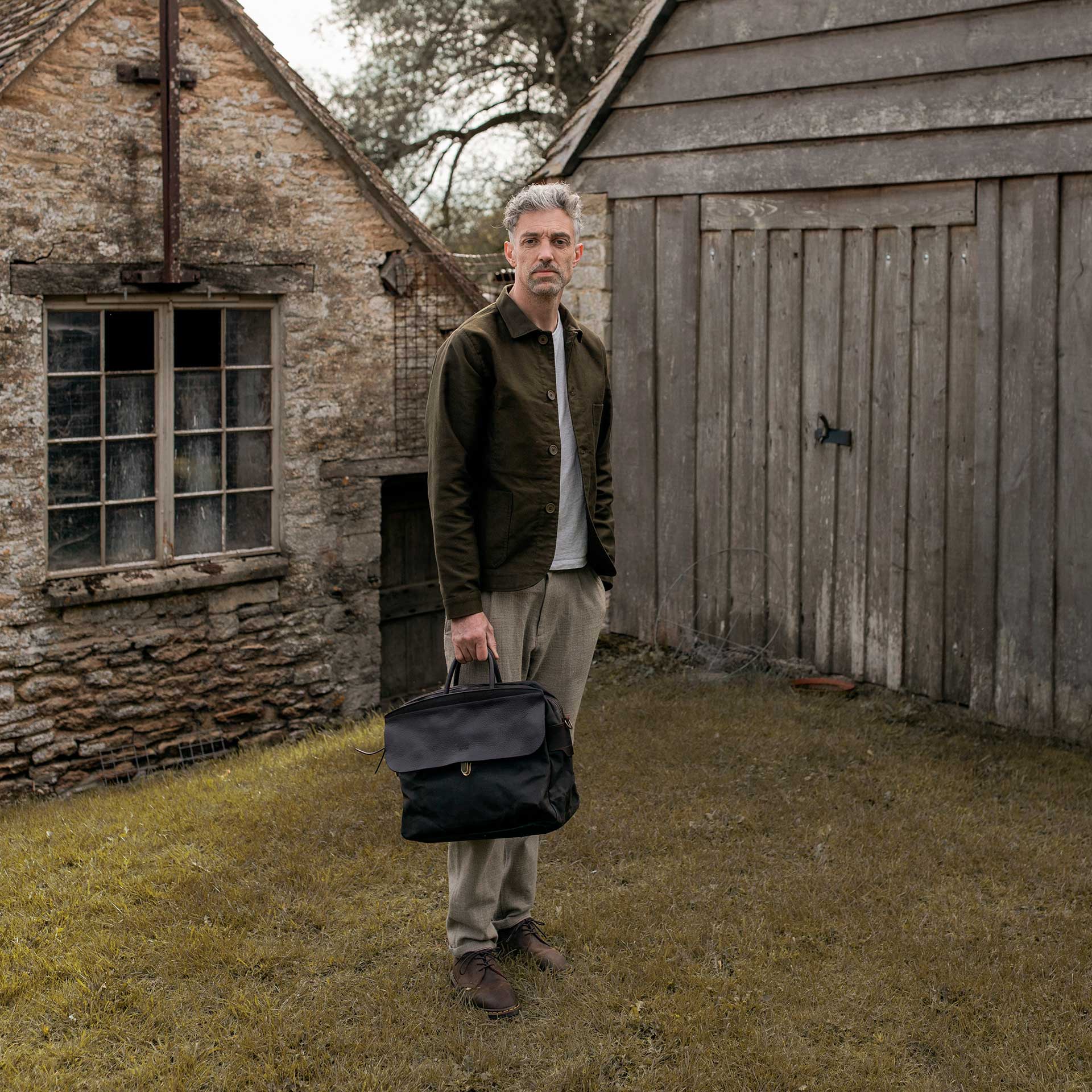 Zeppo Business bag - Canvas and leather Olive